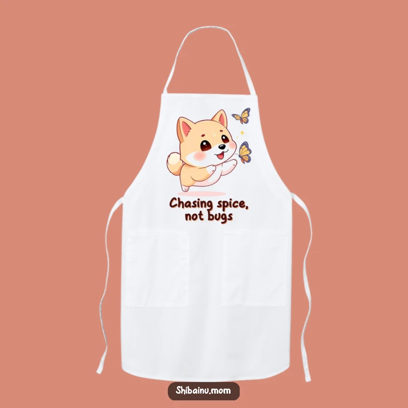 Funny Shiba Inu Butterfly Apron: Sparkling Eyes, Playful Kitchen Fun