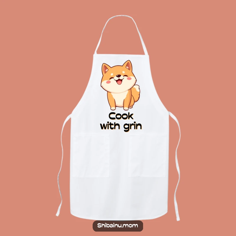Funny Kawaii Shiba Inu Apron - Silly Grin Kitchen Fun