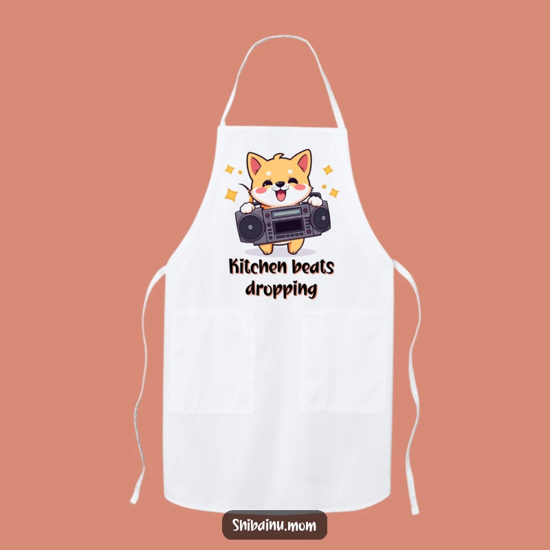 Funny Shiba Inu Boombox Apron - Chef's Retro Music Kitchen Gift