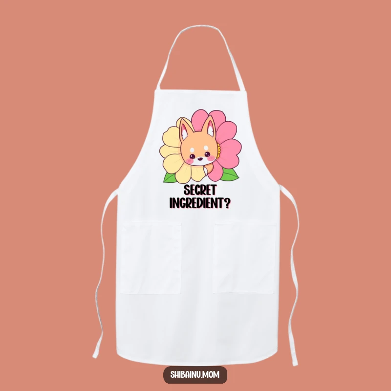 Funny Shibainu Flower Peek Apron, Cute Hidden Dog Kitchen Wear, Perfect Funny Gift