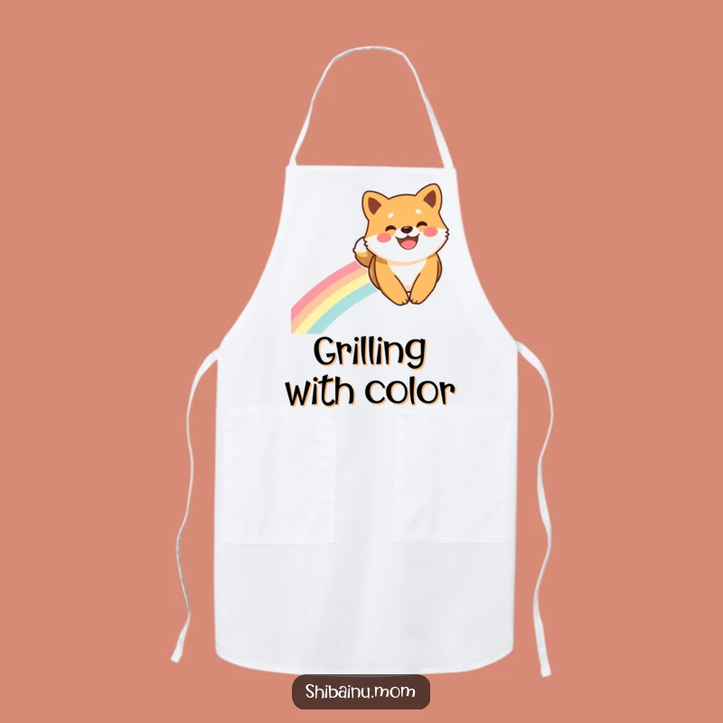 Funny Shiba Inu Rainbow Slide Smile Apron, Chef's Magical Humorous Gift