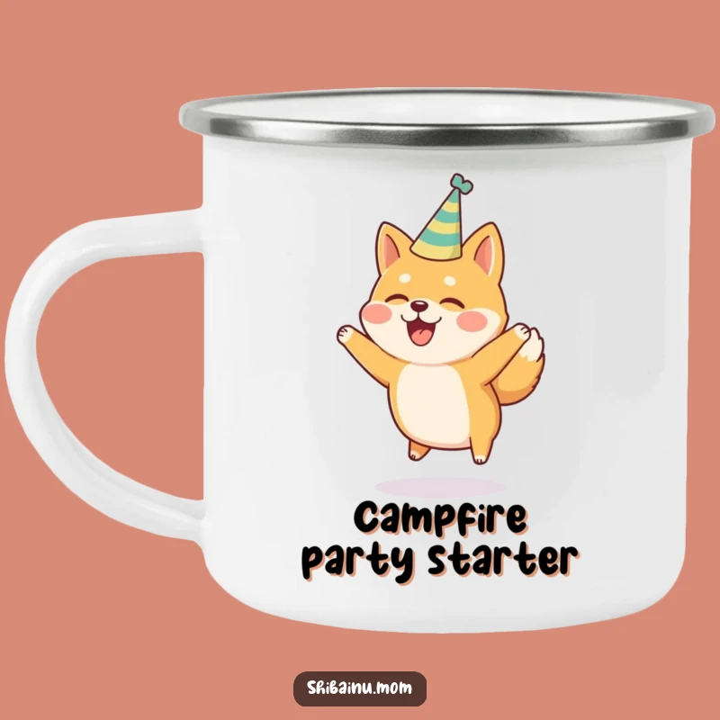 Durable Funny Shiba Inu Party Hat Jumping Joy Camping Mug, Outdoor Festive Gift