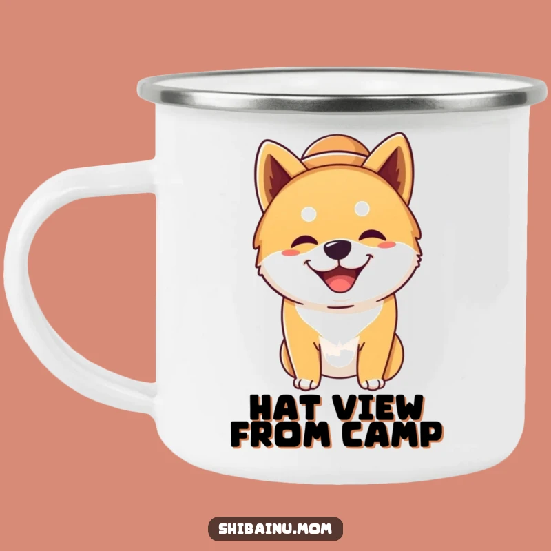 Durable Funny Shiba Inu Hat Camping Mug - Outdoor Dog Art, Gift