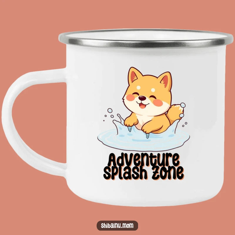 Funny Shiba Inu Camping Mug - Puddle Splashing, Outdoor Joy Gift
