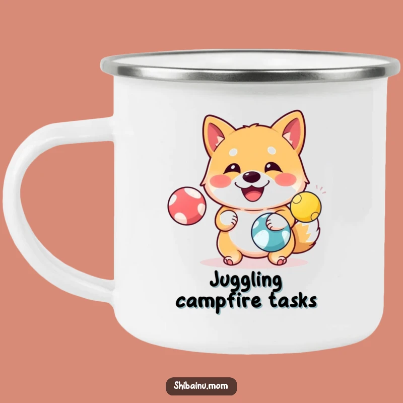 Durable Funny Shiba Inu Juggling Balls Happy Camping Mug, Outdoor Talented Gift