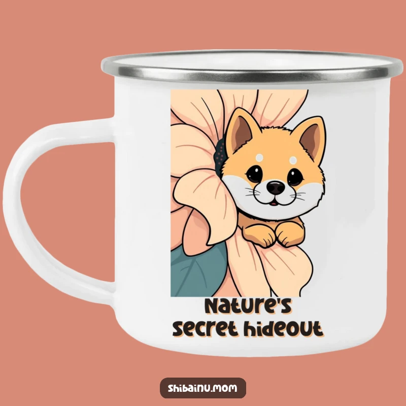 Durable Funny Shiba Inu Giant Flower Curiosity Camping Mug, Outdoor Whimsical Gift