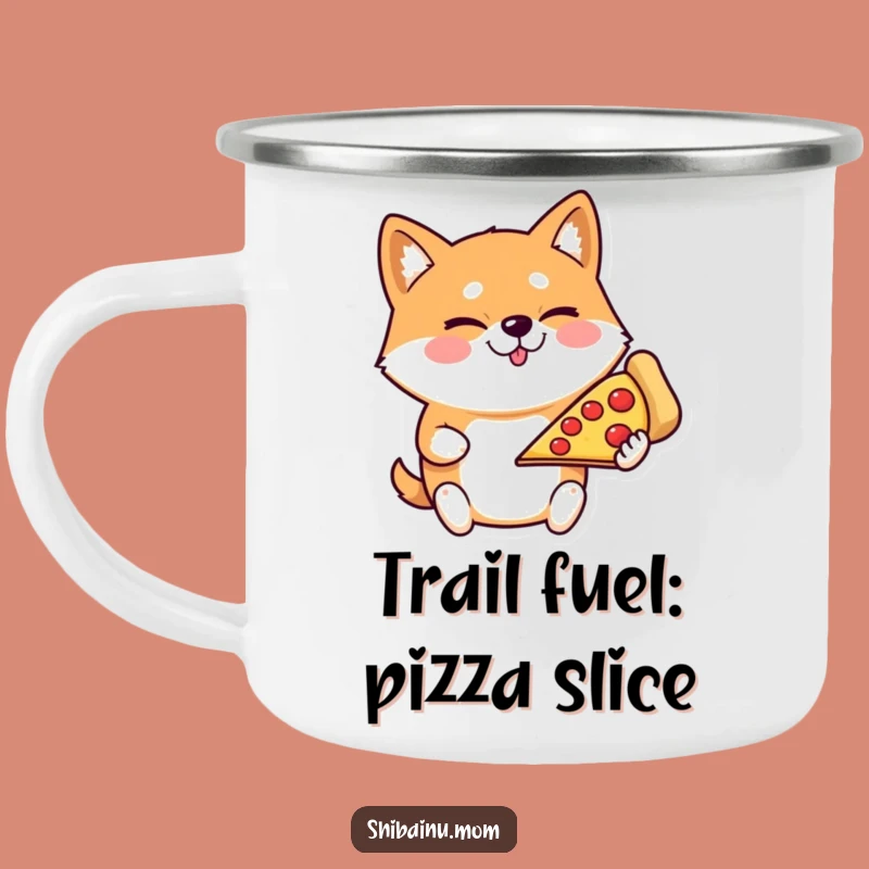 Funny Shiba Inu Pizza Camping Mug - Outdoor Humor & Adventure Gift