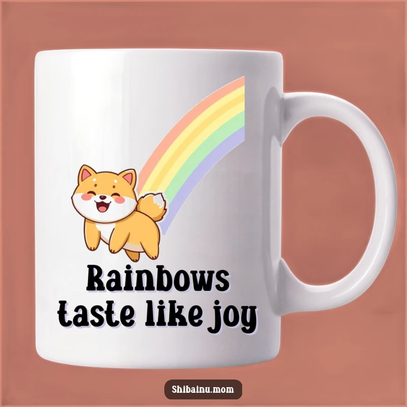 Funny Giggling Shiba Inu Mug - Rainbow Sliding Dog Joyful Gift