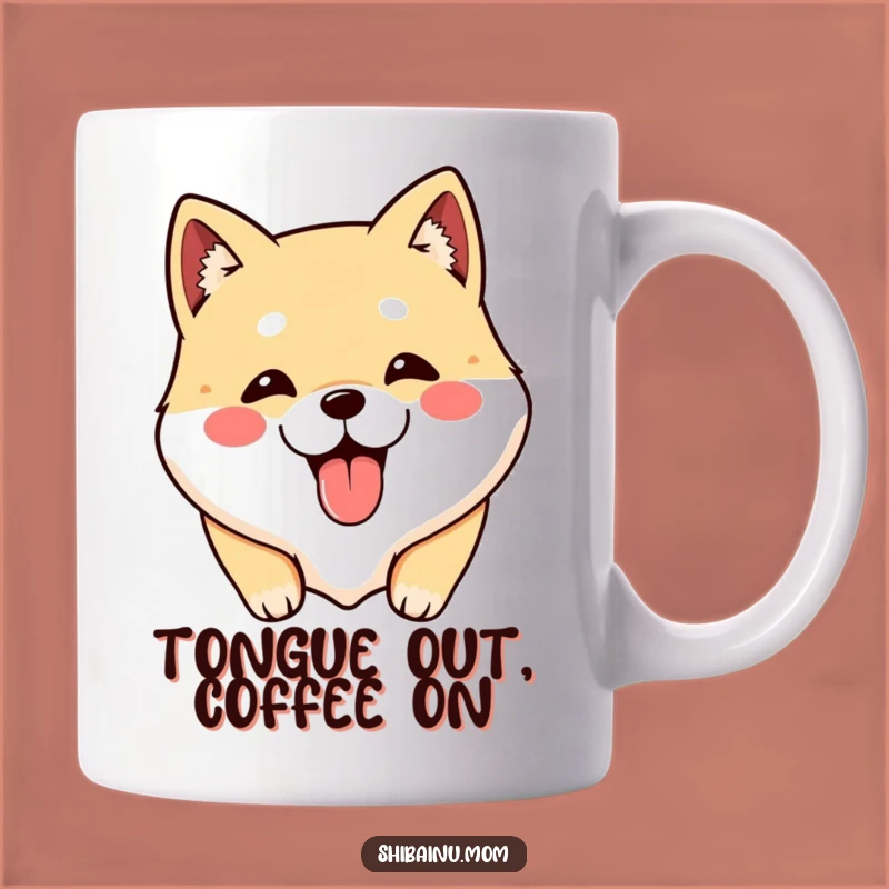 Funny Kawaii Shibainu Tongue Out Mug, Adorable Dog Face, Perfect Funny Gift
