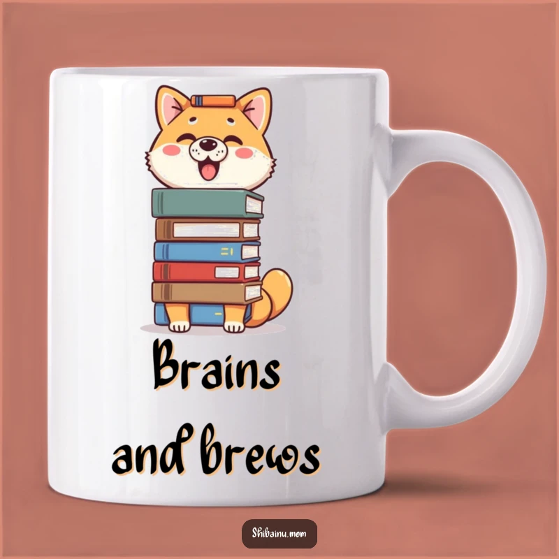 Funny Proud Shiba Inu Mug - Book Balancing Dog Scholar Gift