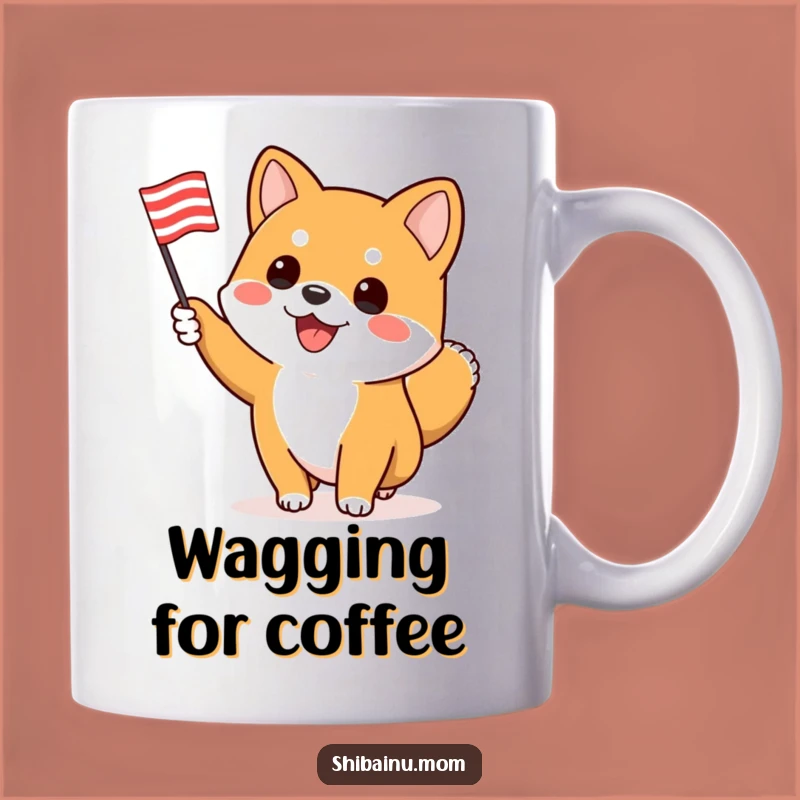 Funny Shiba Inu Flag Waving Mug: Enthusiastic Cheers Make Great Gifts
