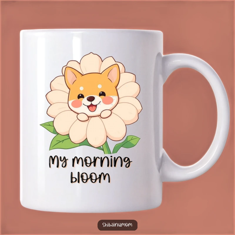 Funny Shiba Inu Flower Mug: Adorable Dog Peeking Design, Perfect Gift