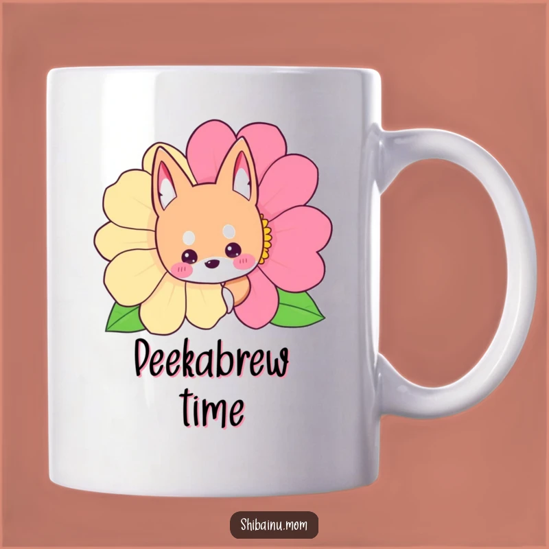 Funny Shibainu Flower Peek Mug, Cute Hidden Dog, Perfect Funny Gift