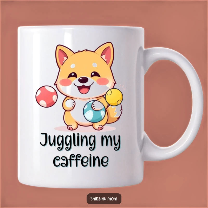 Funny Shiba Inu Juggling Balls Happy Mug, Skillful & Amusing Humorous Gift