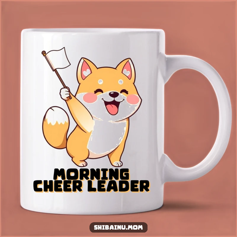 Funny Excited Shiba Inu Flag Waving Mug - Hilarious Celebration Gift