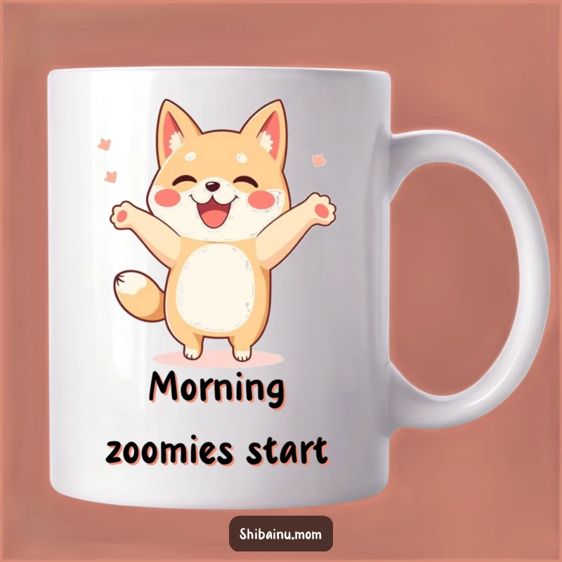 Funny Happy Dance Shibainu Mug, Joyful Dog Celebration, Perfect Funny Gift