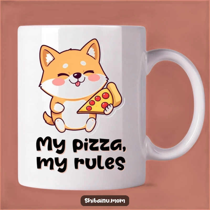 Funny Shiba Inu Pizza Wink Mug - Perfect Humorous Gift for Dog Lovers