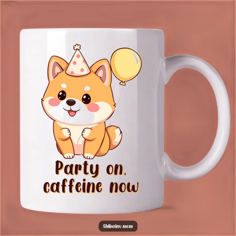 Funny Shiba Inu Party Dog Mug: The Perfect Celebration Gift!