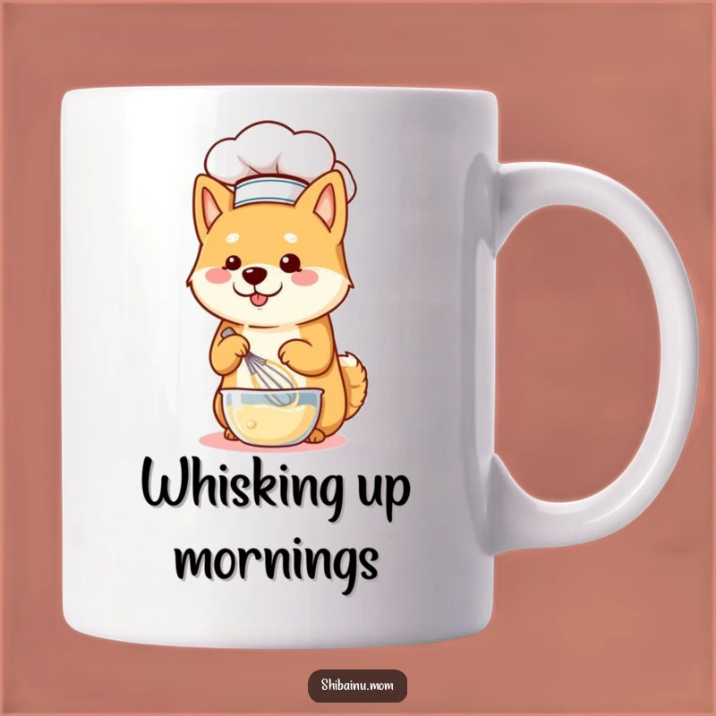 Shiba Inu Chef Whisking Batter Mug - Funny Gift for Home Cooks