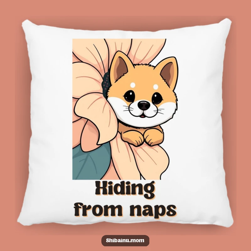 Comfy Funny Shiba Inu Giant Flower Curiosity Pillow, Soft Whimsical Cushion