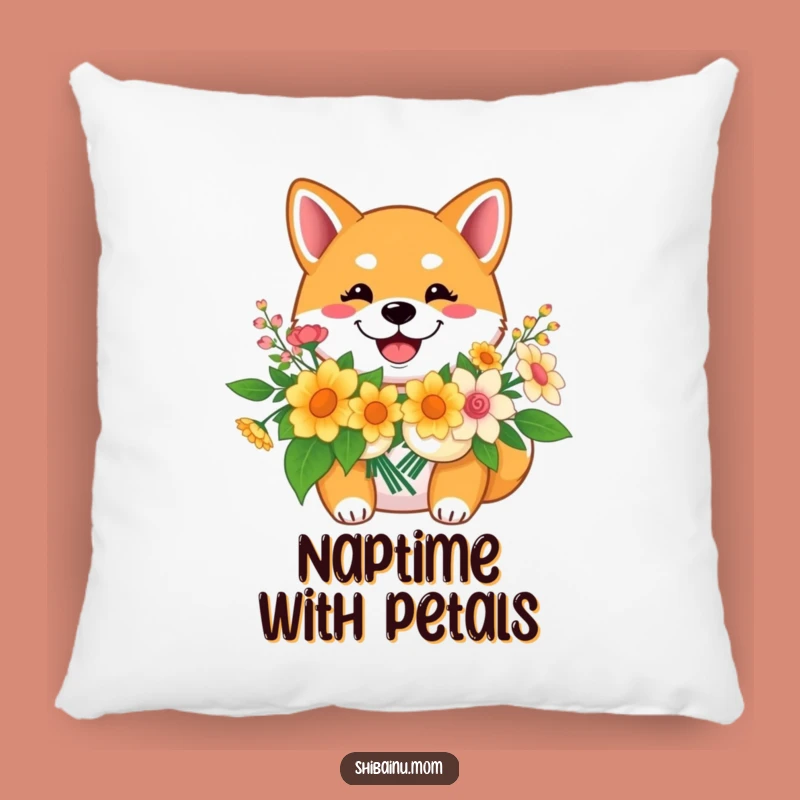 Cozy Funny Shiba Inu Flower Pillow: Happy Smiles for Your Comfort