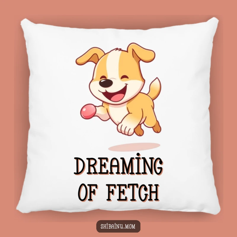 Funny Dog Pillow: Energetic Pup Chasing Ball, Comfy & Lively