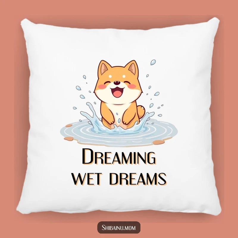 Funny Joyful Shiba Inu Puddle Splash Pillow - Comfy & Cheerful Decor
