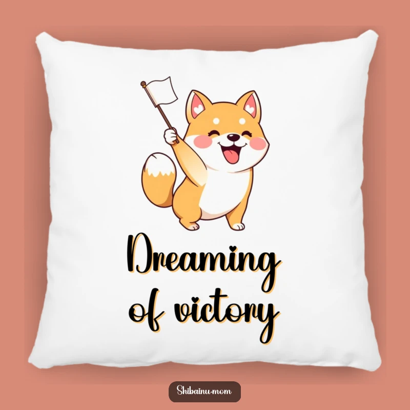 Funny Excited Shiba Inu Flag Waving Pillow - Comfy & Cheerful Accent