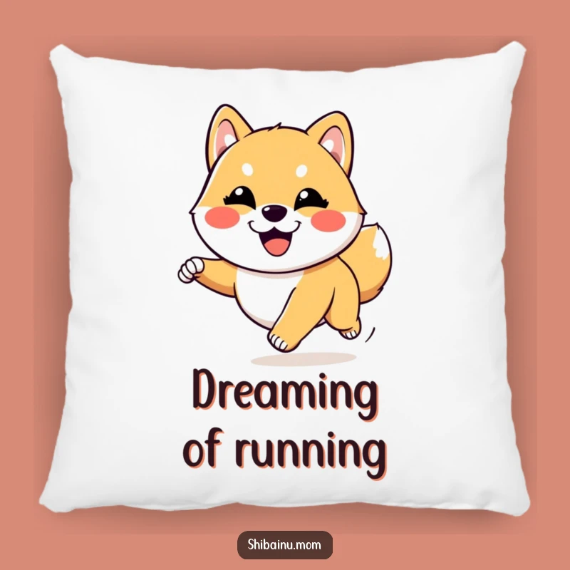 Funny Kawaii Shiba Inu Joyful Run Pillow: Goofy Pup for Happy Cuddles!