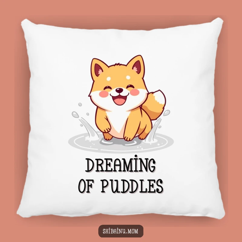 Funny Kawaii Shiba Inu Puddle Splash Pillow: Cuddle Your Chuckles!