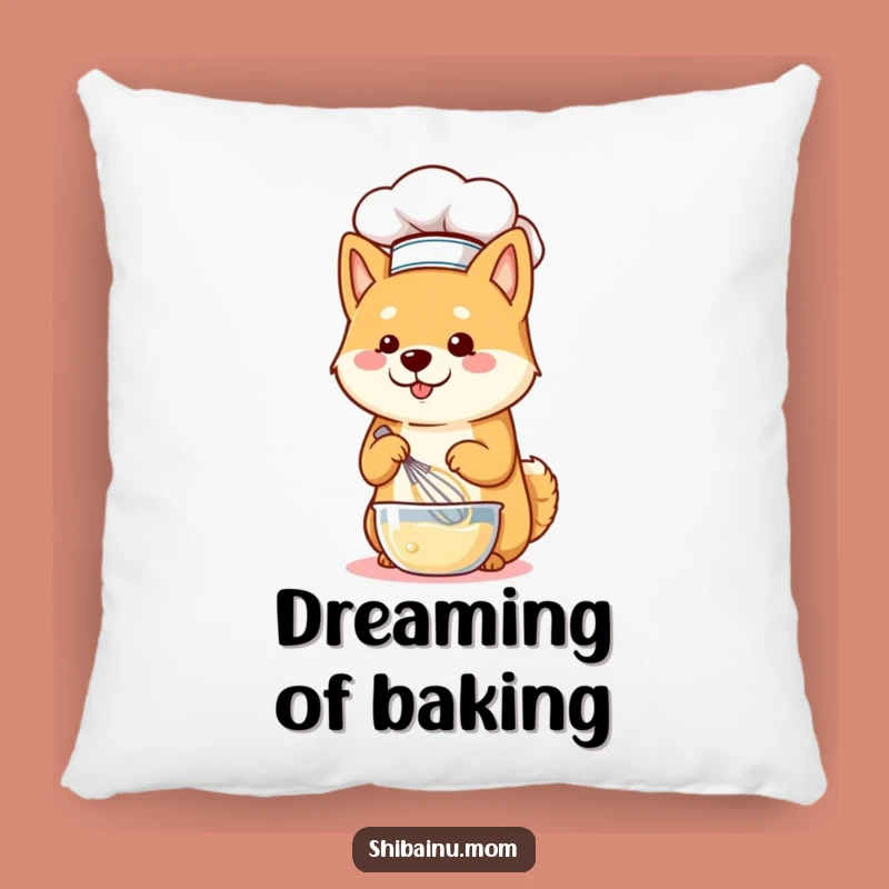 Shiba Inu Chef Whisking Pillow - Cozy Comfort for Bakers