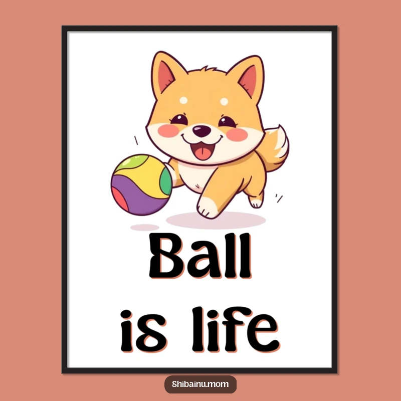 Funny Kawaii Shiba Inu Digital Art - Playful Puppy Print