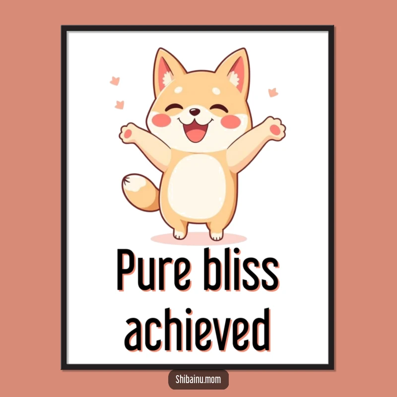 Funny Happy Dance Shibainu Digital Art, Joyful Dog Wall Decor, Perfect Funny Gift