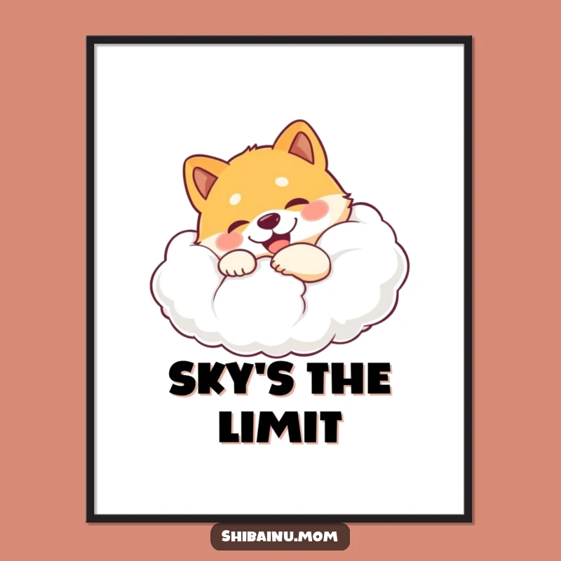 Funny Shiba Inu Cloud Hug Digital Art - Instant Happy Dog Download