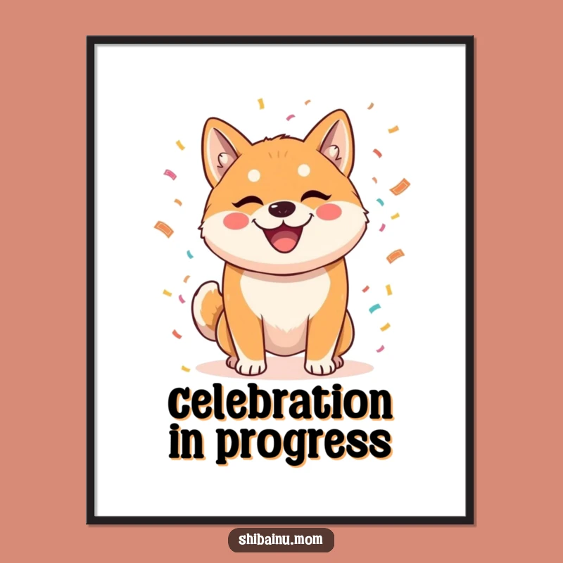 Funny Shiba Inu Confetti Digital Print - Instant Festive Wall Art Download