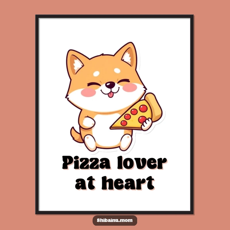 Funny Shiba Inu Pizza Digital Art - Humorous Dog Lover Wall Decor Gift
