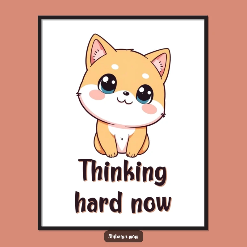Funny Shibainu Head Tilt Digital Art, Curious Dog Wall Decor, Perfect Funny Gift