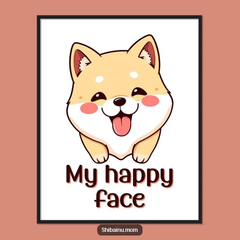 Funny Shibainu Tongue Out Digital Art, Cute Dog Wall Decor, Perfect Funny Gift