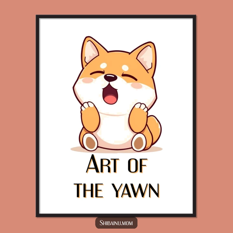 Funny Sleepy Shiba Inu Digital Art - Yawning Dog Stretch Download