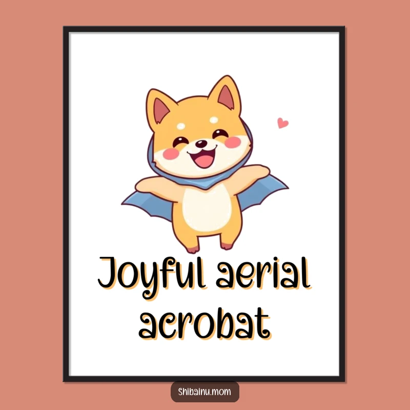 Funny Shiba Inu Digital Art: Joyful Flight Wall Decor Gift