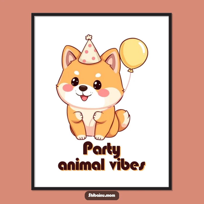 Funny Shiba Inu Party Digital Print: Instant Festive Dog Art!