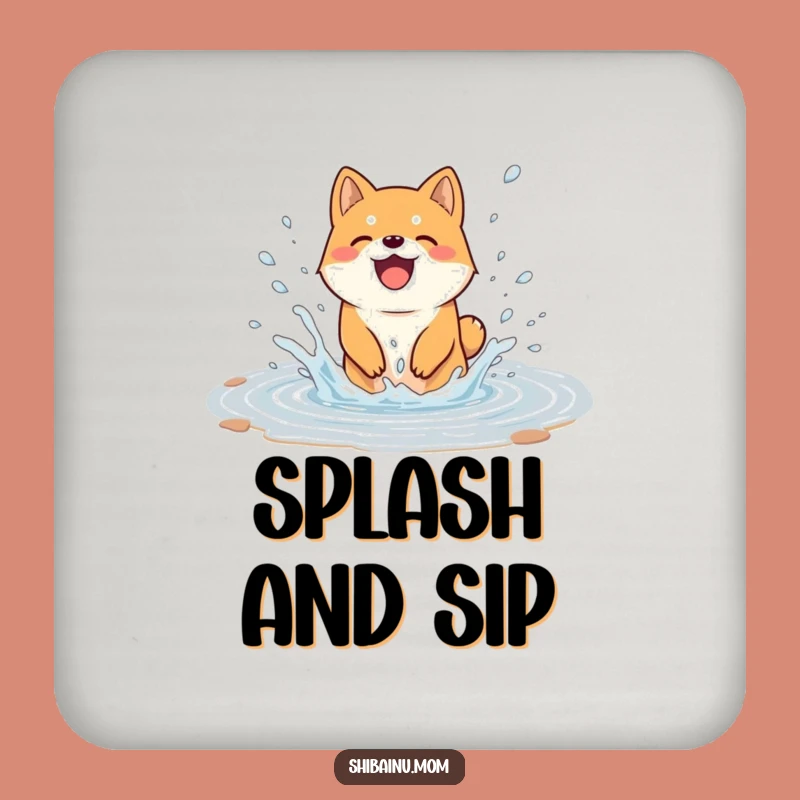 Funny Joyful Shiba Inu Puddle Splash Coaster - Fun Drink Protection