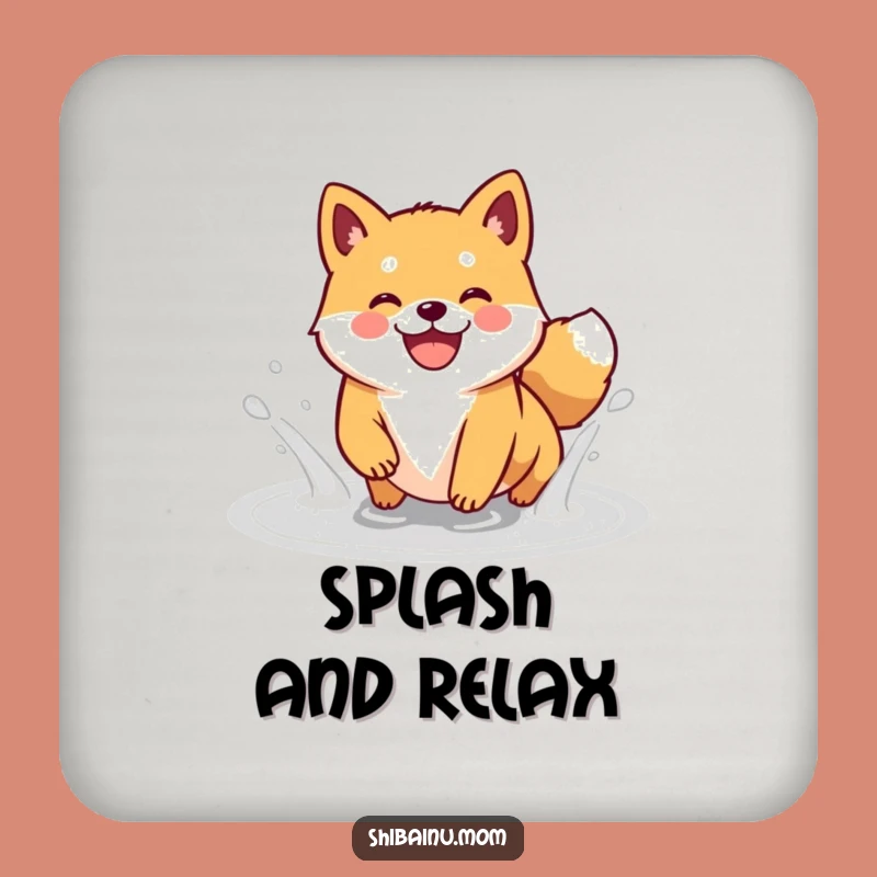 Funny Kawaii Shiba Inu Puddle Splash Coaster Set: Protect & Smile!