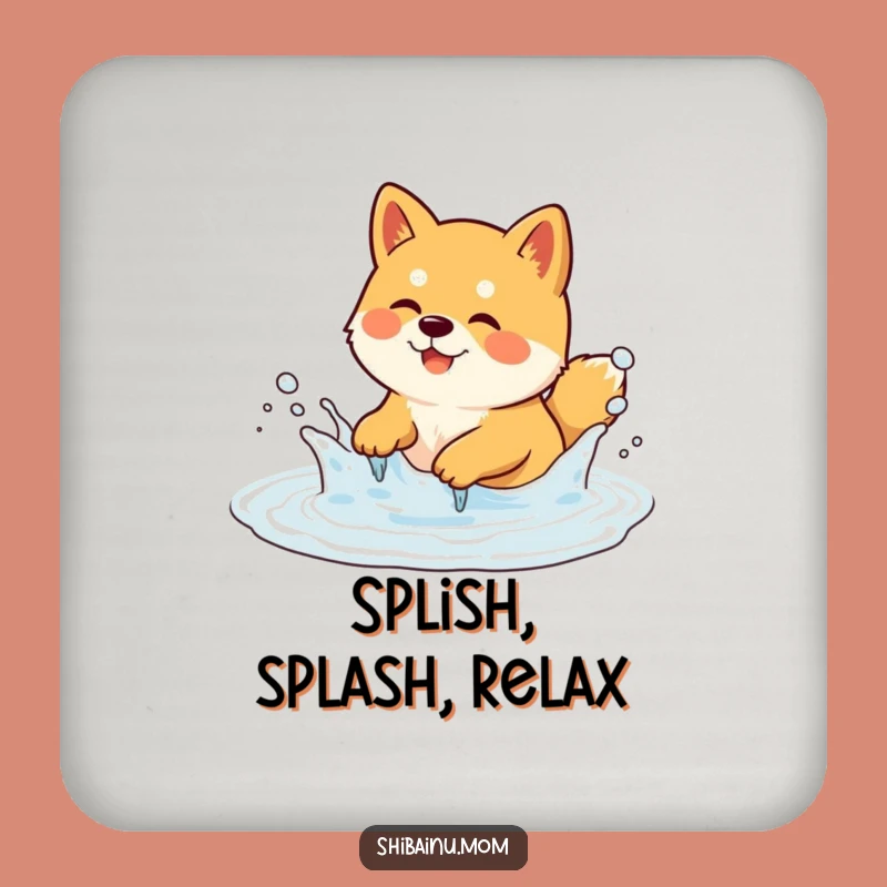 Funny Shiba Inu Coaster - Puddle Splashing, Protect Surfaces Gift