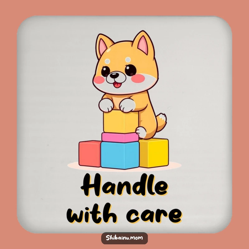 Funny Shiba Inu Coaster - Wobbly Blocks, Protect Surfaces Gift