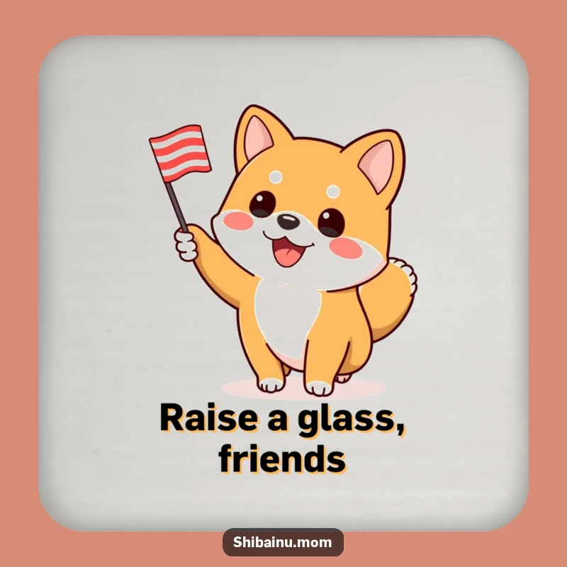 Funny Shiba Inu Flag Coaster: Enthusiastic Protection for Tables