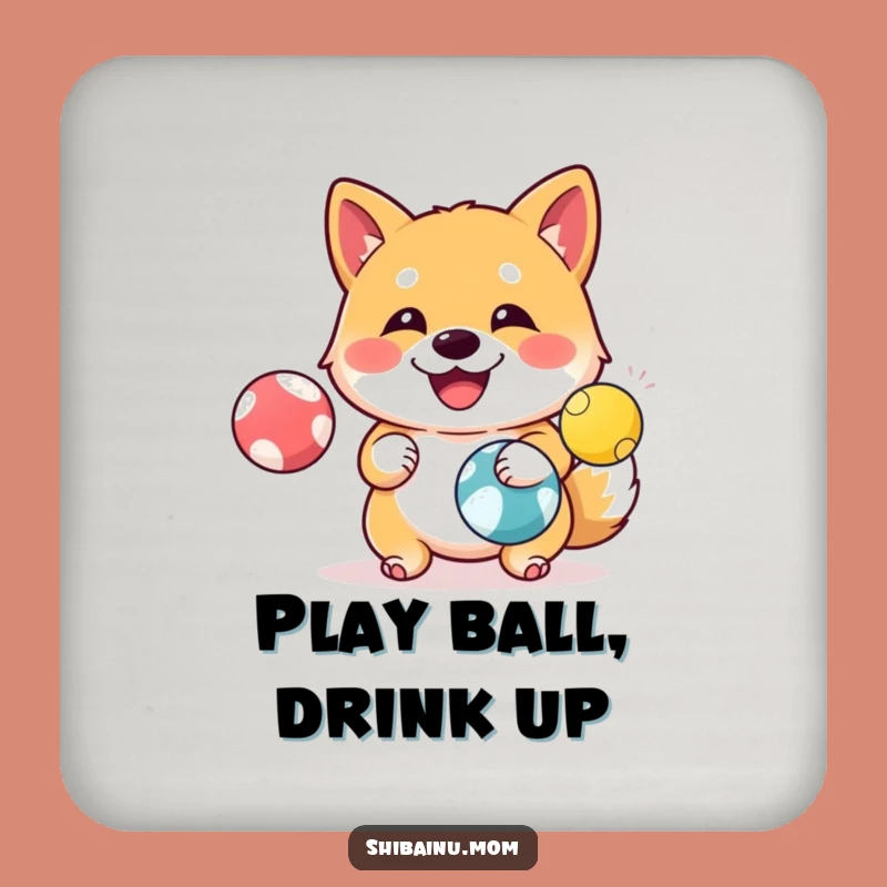 Funny Shiba Inu Juggling Balls Happy Coaster Set, Talented Humorous Protection