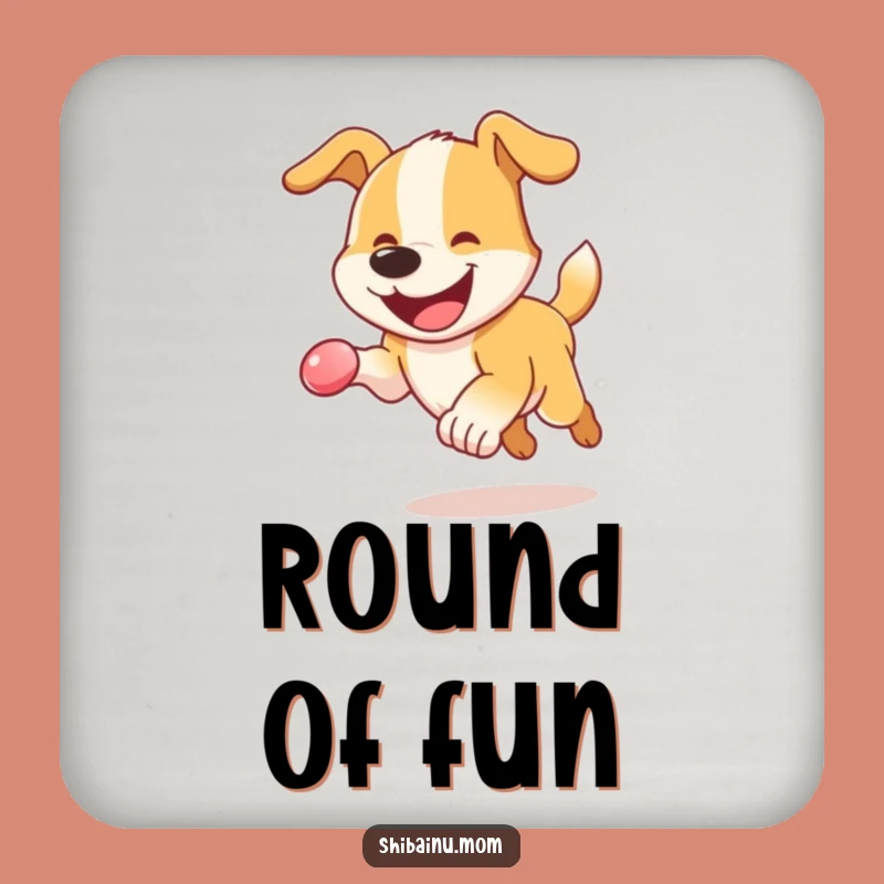 Funny Dog Coaster: Energetic Pup Chasing Ball, Protect Surfaces