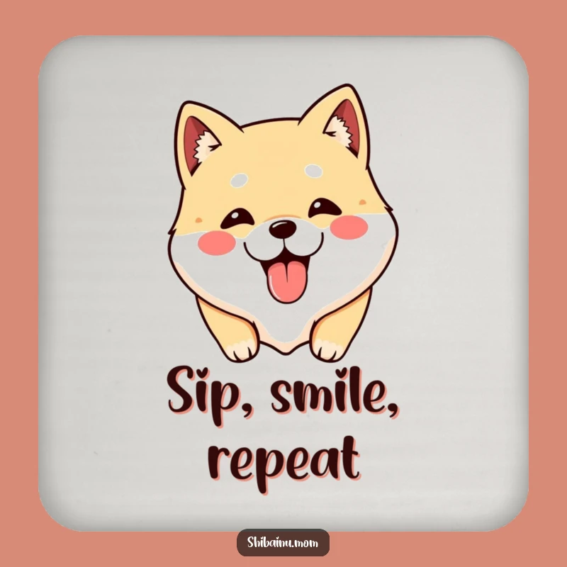 Funny Shibainu Tongue Out Coaster, Cute Dog Drink Accessory, Perfect Funny Gift