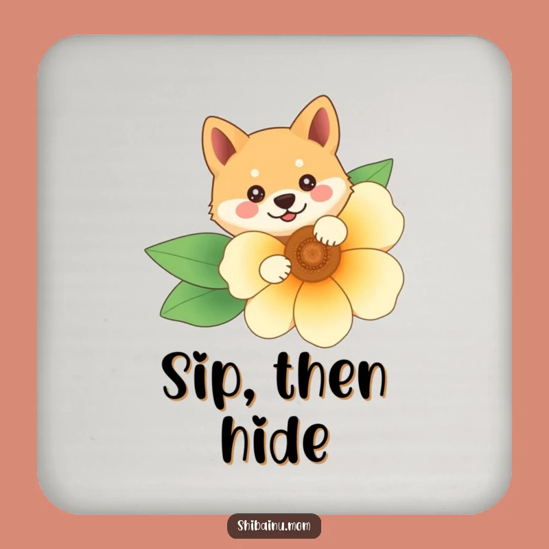 Funny Shiba Inu Flower Coasters: Peek-a-Boo, Protect Your Table